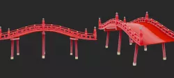 Japanese and Chinese Bridge Game Ready Low-poly  3D model