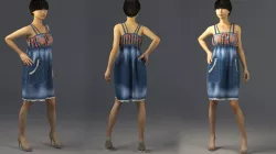 Jeans Dress with fabric Marvelous Designer and 3ds max and Vray  3D model
