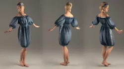 Jeans Dress with glitter band Marvelous Designer and 3ds max  3D model
