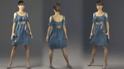 Jeans Dress with Sequin Marvelous Designer and 3ds max and Vray 3D model