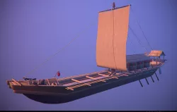 Kamakura Period Umi-Bune Japanese Boat Low-poly  3D model