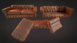Leather Sofa Low-poly  3D model