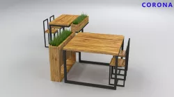 loft set of tables and chairs in a cafe or office v-ray Low-poly  3D model