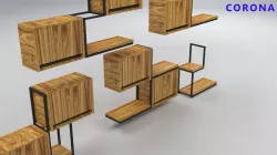 loft set of wall shelf in a cafe bar or office v-ray corona  Low-poly  3D model
