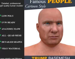 Low poly Character Cartoon Basemesh - Donald Trump Low-poly  3D model