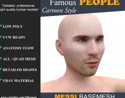 Low poly Character Cartoon Basemesh - Lionel Messi Low-poly  3D model