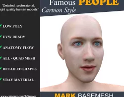 Low poly Character Cartoon Basemesh - Mark Zuckerberg Low-poly  3D model