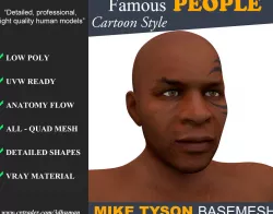 Low poly Character Cartoon Basemesh - Mike Tyson Low-poly  3D model