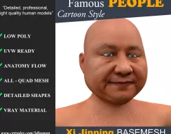 Low poly Character Cartoon Basemesh - Xi Jinping Low-poly  3D model