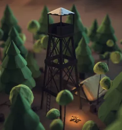 Low Poly Forest Campfire 3D model