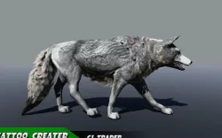 Low-Poly White Wolf Rigged-Animated 3D Model Low-poly  3D model
