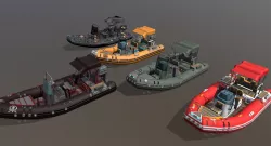 Low poly Zodiac boat set Low-poly  3D model