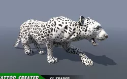 Lowpoly Wild Animals White Leopard Rigged 3D model Low-poly  3D model