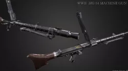 MG34 WWII Machine Gun  Videogame Asset  Low-poly  3D model