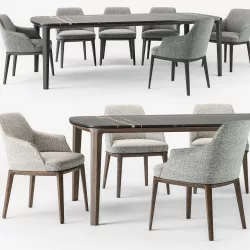 Poliform Sophie armchair Henry table set 3D model