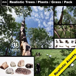 Realistic Tree Pack 01 - Unreal Engine 4 Low-poly  3D model