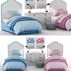 RH Baby Child Francesca Upholstered Bed Collection 3D model