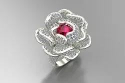 Ruby Flower Ring 3D model