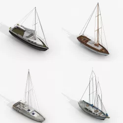 Sailboats Collection Low-poly  3D model