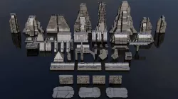 Sci-Fi Architecture Kitbash Set 3D model