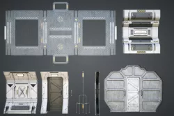 Sci Fi Corridor Modular Low-poly  3D model
