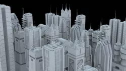 SCIFI SKYSCRAPERS PACK  low-poly  3D model