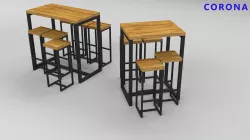  set of tables and chairs in a cafe bar or office v-ray corona Low-poly  3D model