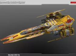 Spaceship Fighter Hellfire Low-poly  3D model