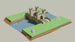 Stone Bridge with Towers 3D model