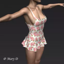 Swimsuit Roses 3D model