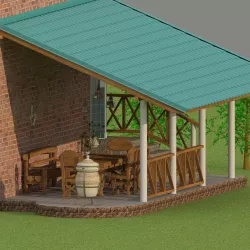 Terrace with furniture 3D model