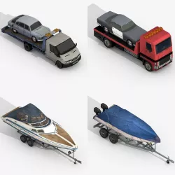 Tow Trucks and Trailer Boats Collections Low-poly  3D model