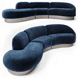 Vladimir Kagan Sectional in Deep Blue Mohair 3D model