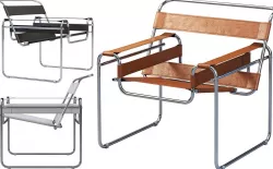 Wassily Chair by Marcel Breuer 4 options 3D model