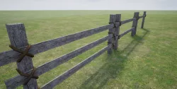Wooden Fence  Low-poly  3D model