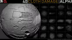 Zbrush - Cloth Damage Alphas Low-poly  3D model