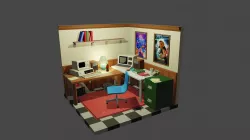 1980s Low Poly Home Office Model Pack Low-poly  3D model