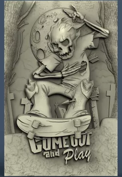 3d STL model for CNC skeleton on a skateboard 3D model