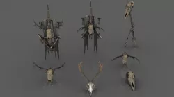 Animal Skulls and Totems Low-poly  3D model