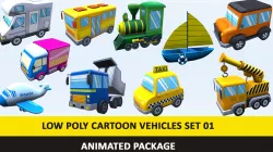Animated Cartoon Cute Vehicles Low Poly Pack - 01 AR VR Games Low-poly  3D model