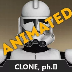 Animated clone trooper phase II Low-poly  3D model