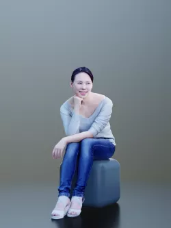 Bao 10005 - Sitting Casual Girl Low-poly  3D model
