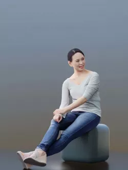 Bao 10013 - Sitting Casual Girl Low-poly  3D model