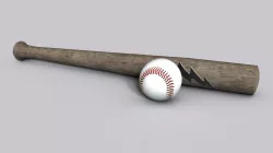 Baseball bat and ball Low-poly  3D model