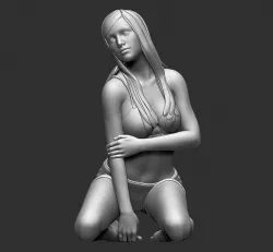 Beautiful girl nice sitting pose 3D model 3D model