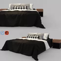 Black White Bed 3D model