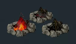 Camp Fire Pit Pack 02 Game Ready Low-poly  3D model