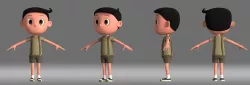 cartoon boy student child man  animation role 3D model