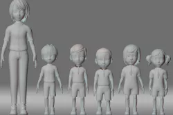 cartoon boy teacher student child animation role 3D model