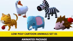 Cartoon Cute Animals Low Poly Pack - 01 AR VR Games Movies Low-poly  3D model